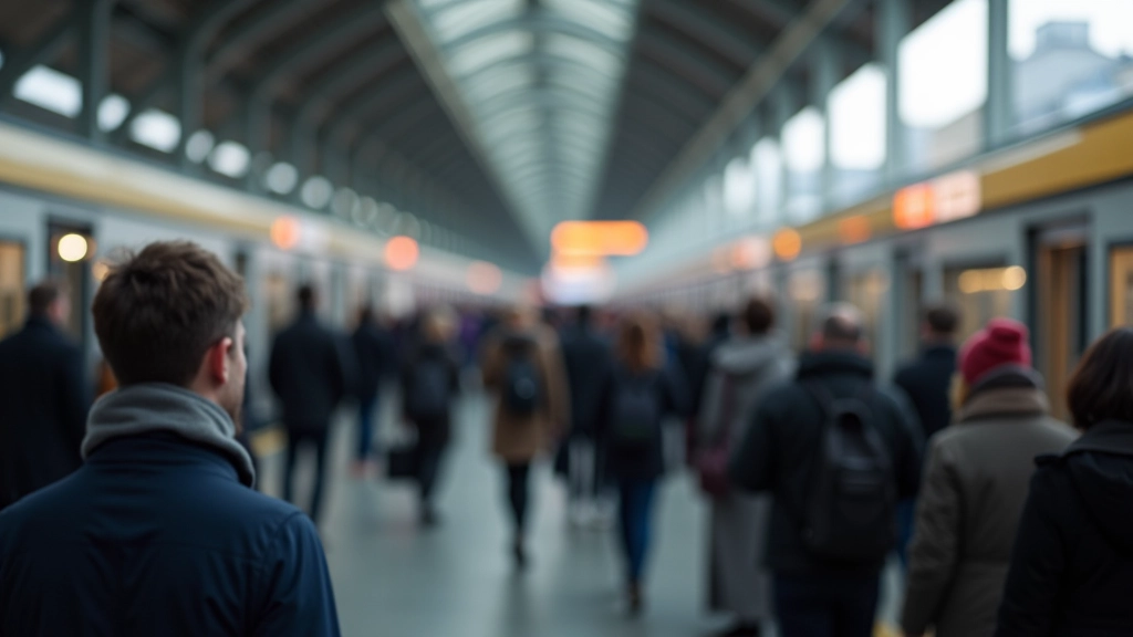 Vielfältige Menschen an einem Bahnhof, Migration und Bewegung in Deutschland