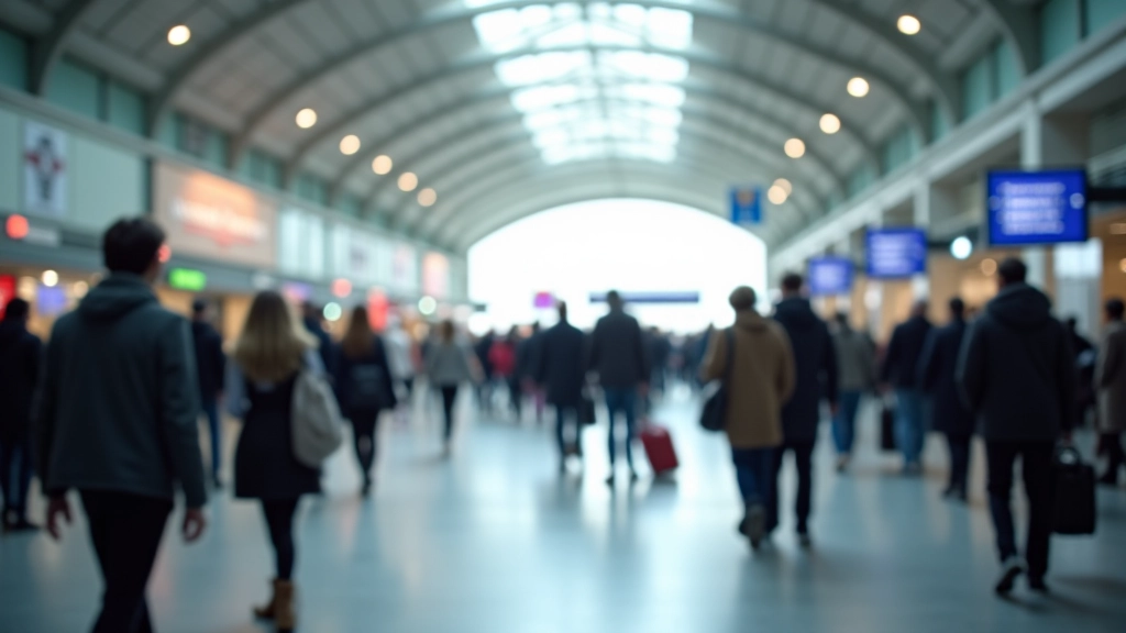 Internationale Flughafen oder moderne Stadt mit verschiedenen Menschen, die ankommen und sich begegnen